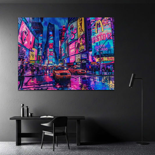 Taxi a Times Square sotto la pioggia quadro - Mockup 2