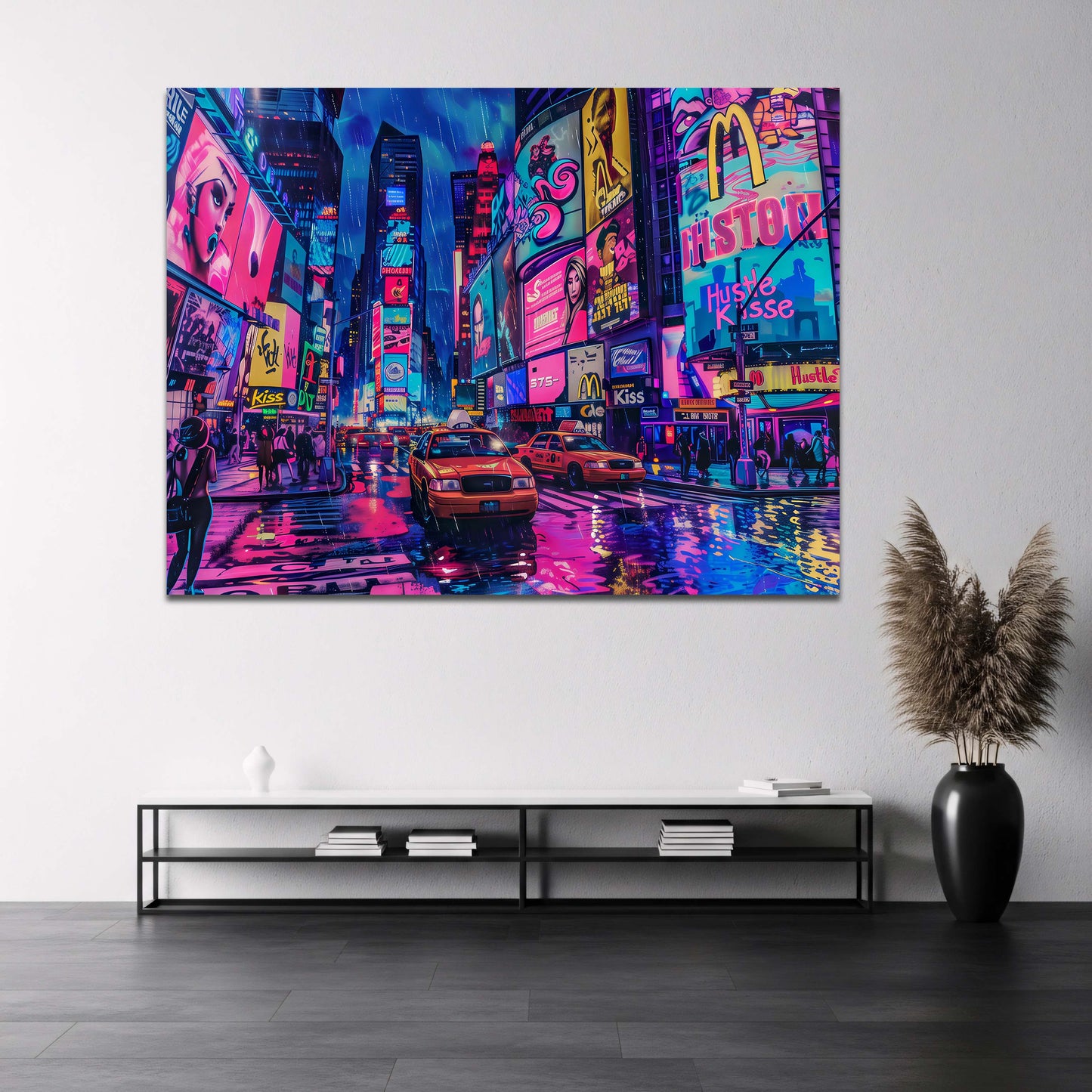Taxi a Times Square sotto la pioggia quadro - Mockup 3