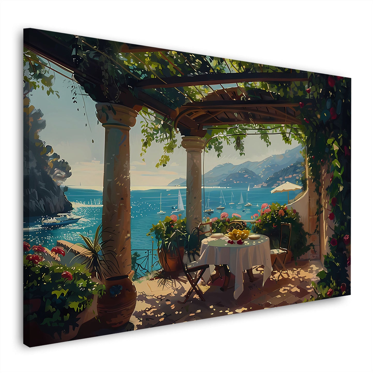 Terrazza italiana con vista mare e colazione quadro
