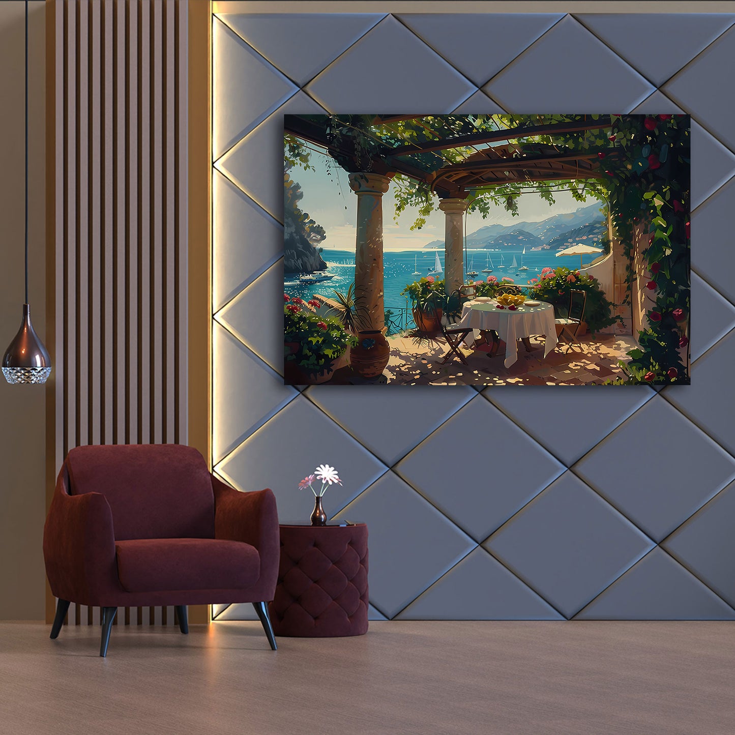 Terrazza italiana con vista mare e colazione quadro