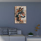 Testa di lupo in marrone e beige con tracce astratte quadro