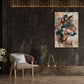 Testa di lupo in marrone e beige con tracce astratte quadro