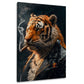 Tigre cool con giacca di pelle nera e fumo in ritratto quadro