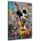 Topolino con chitarra gigante su muro graffiti colorato quadro