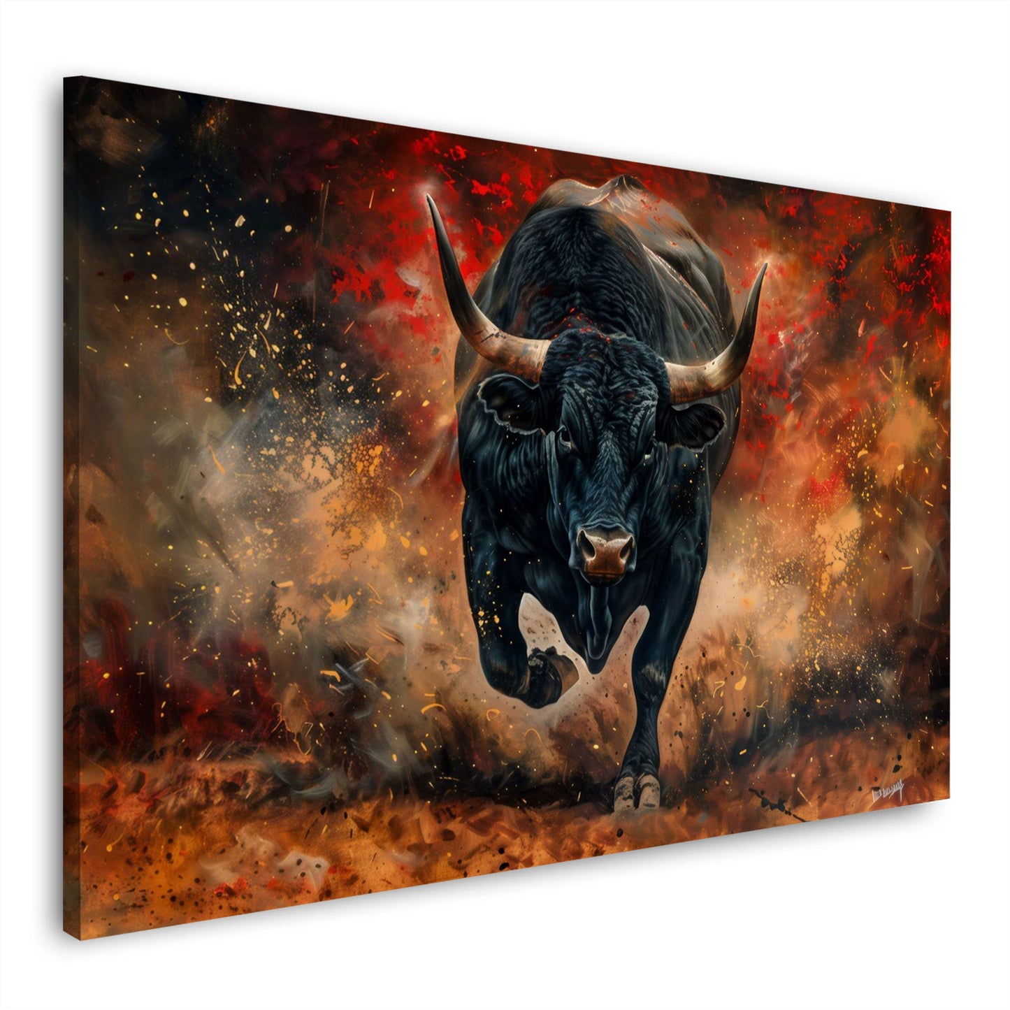 Toro azione ritratto dai colori vivaci e intensi quadro
