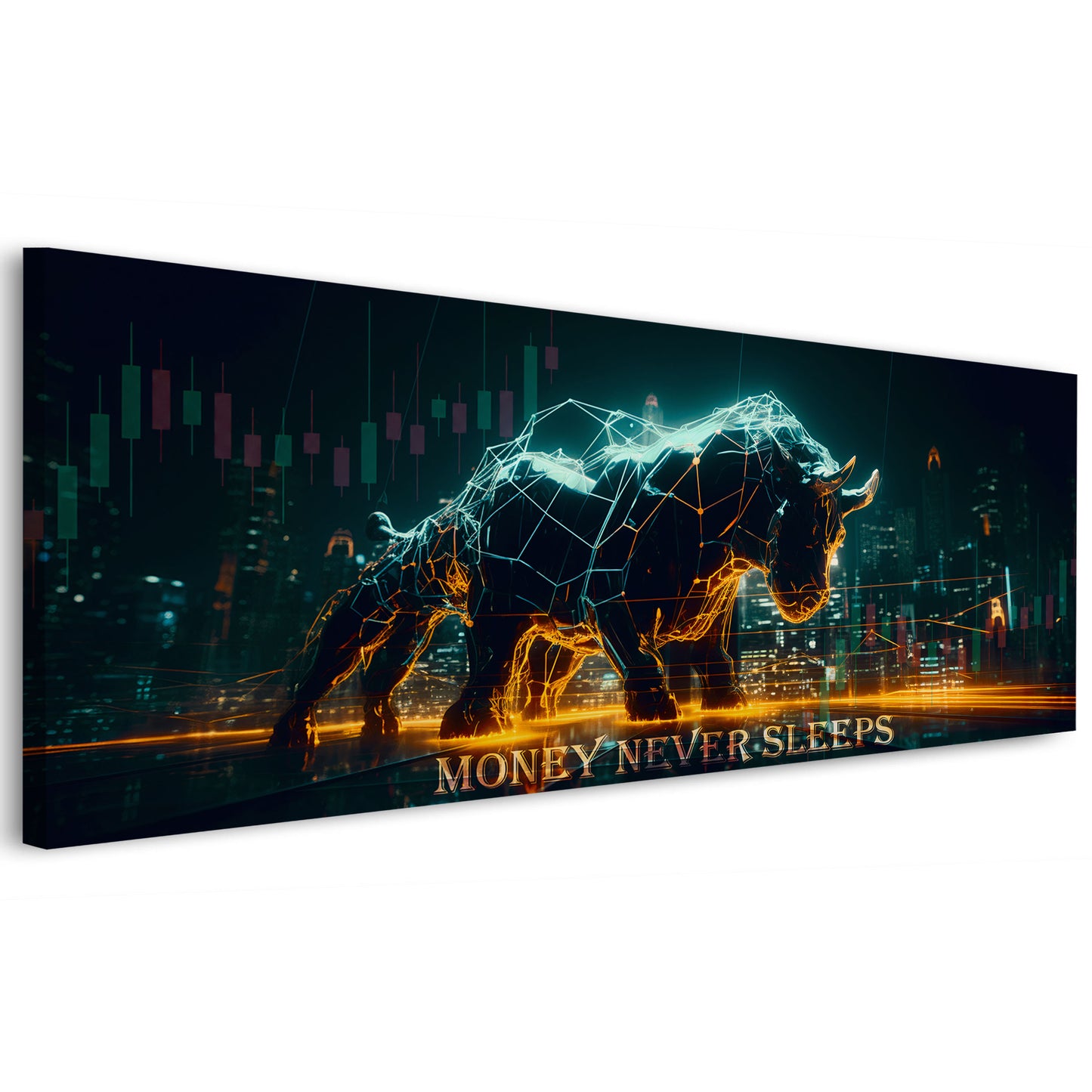 Toro borsa trading grafico business motivazione neon quadro