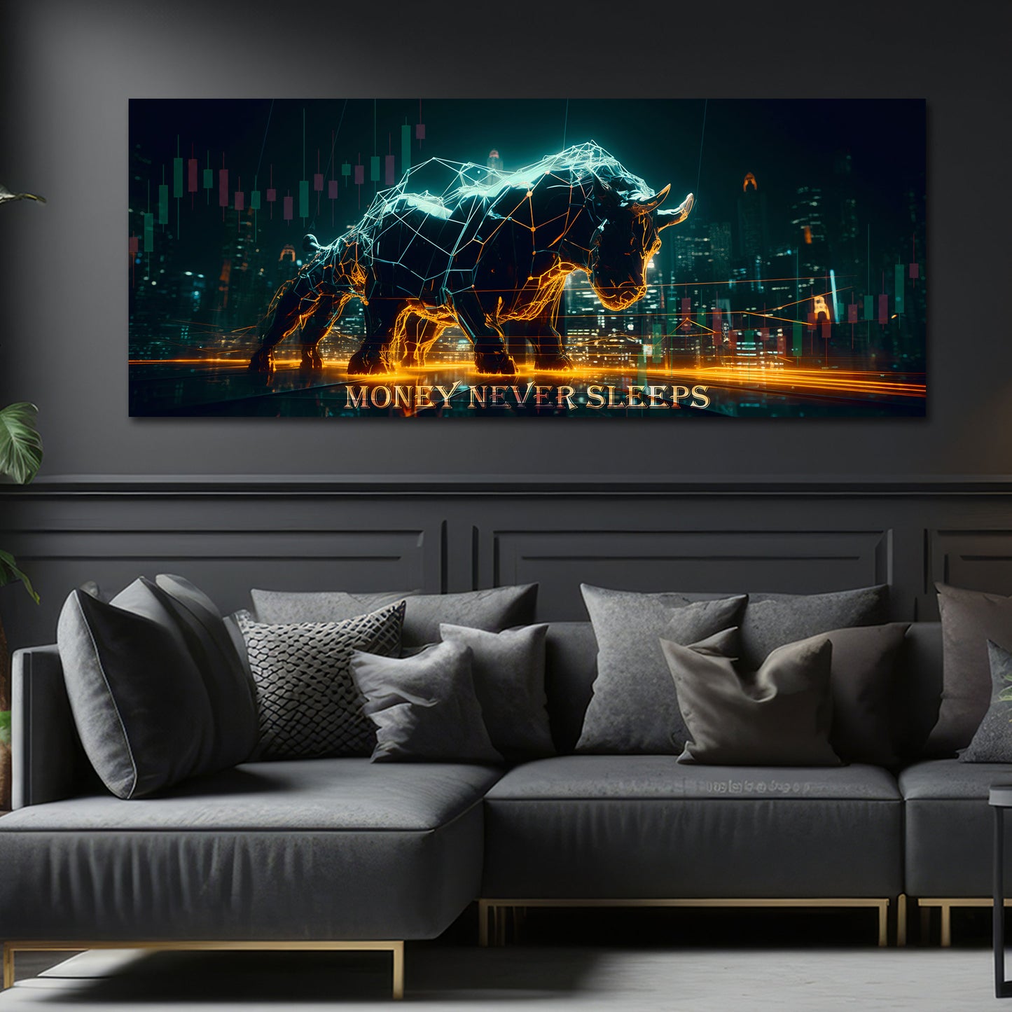 Toro borsa trading grafico business motivazione neon quadro