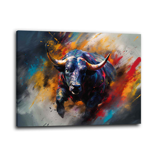 Toro colorato arte pop forza e movimento quadro