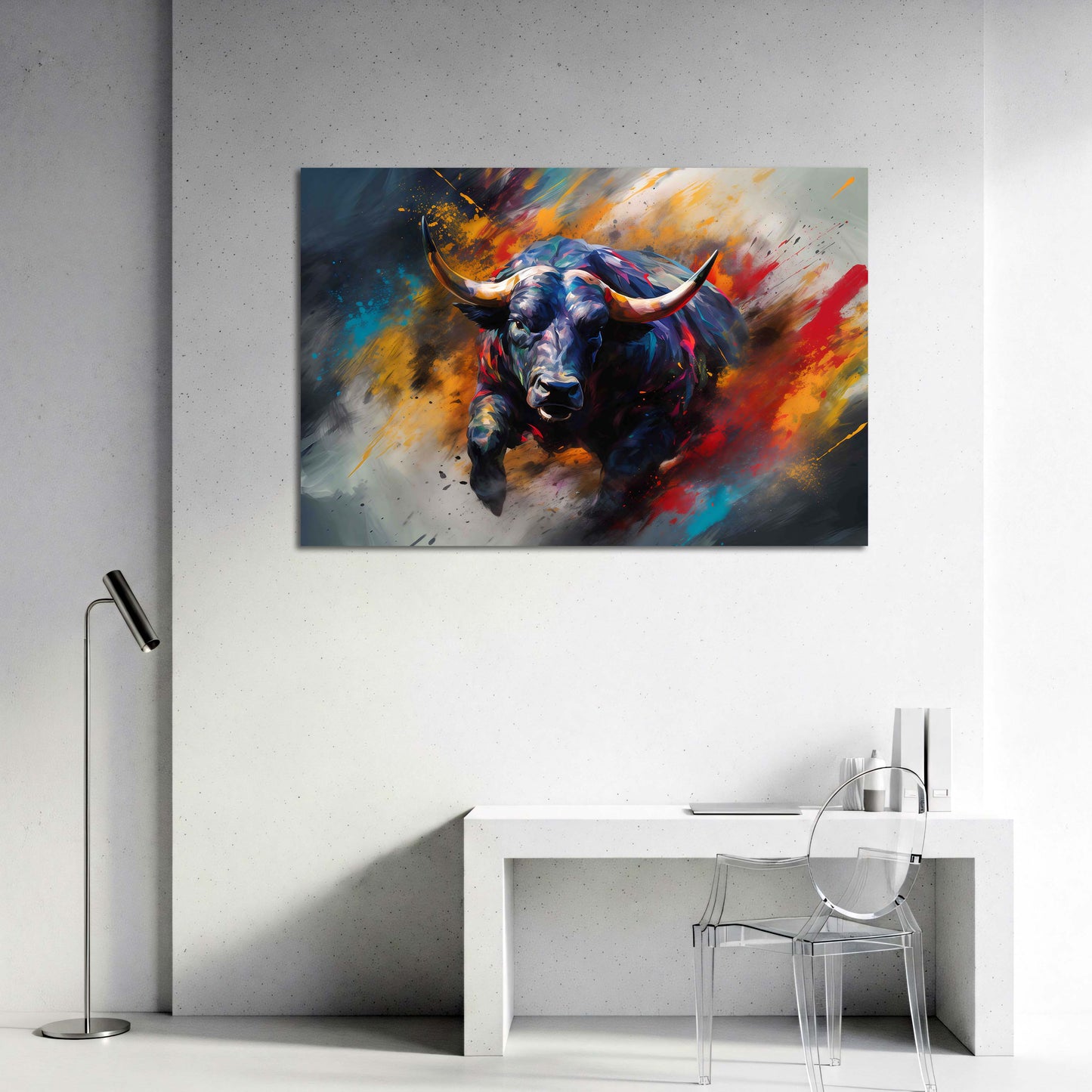 Toro colorato arte pop forza e movimento quadro