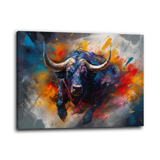 Toro dinamico arte animale colorata quadro