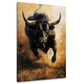 Toro dinamico dipinto moderno con colori intensi quadro