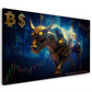 Toro d'oro borsa e trading di bitcoin per successo quadro