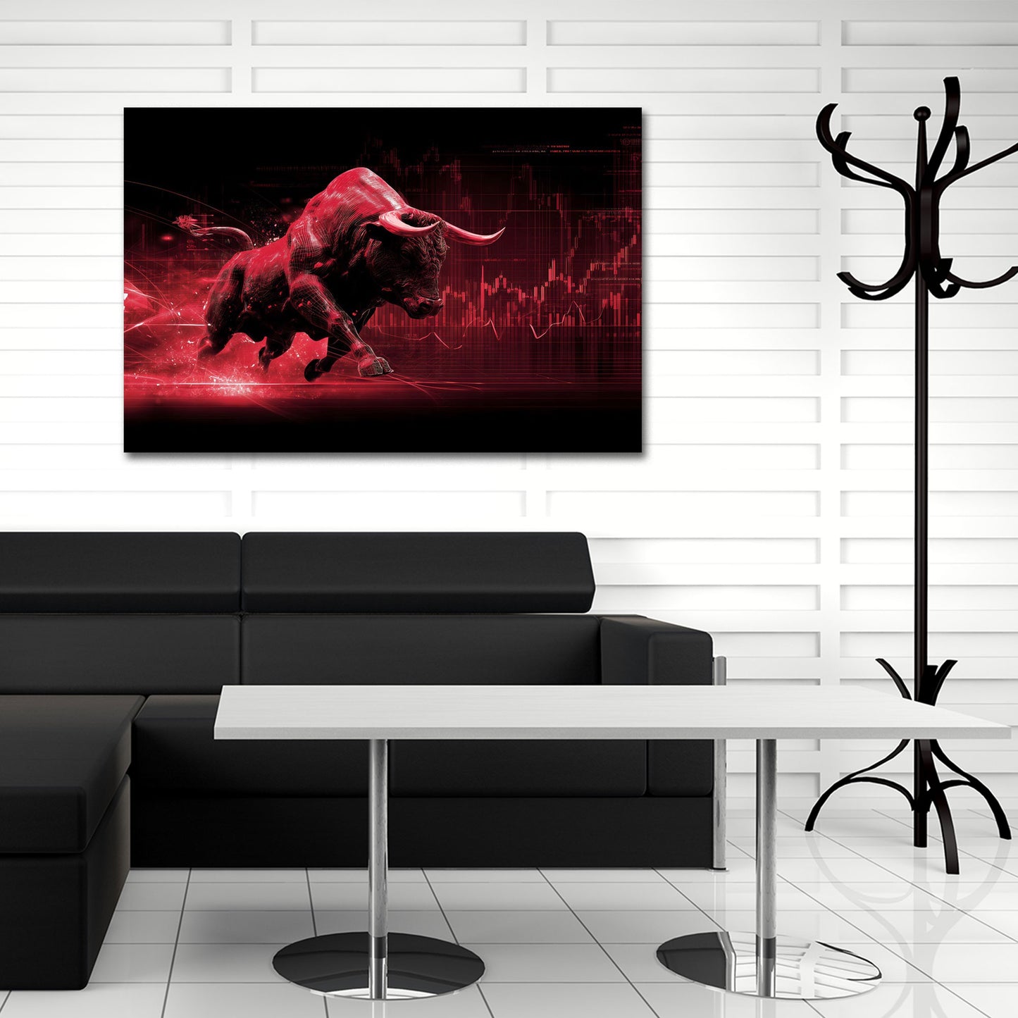 Toro finanza digitale motivazione successo rosso dinamico quadro