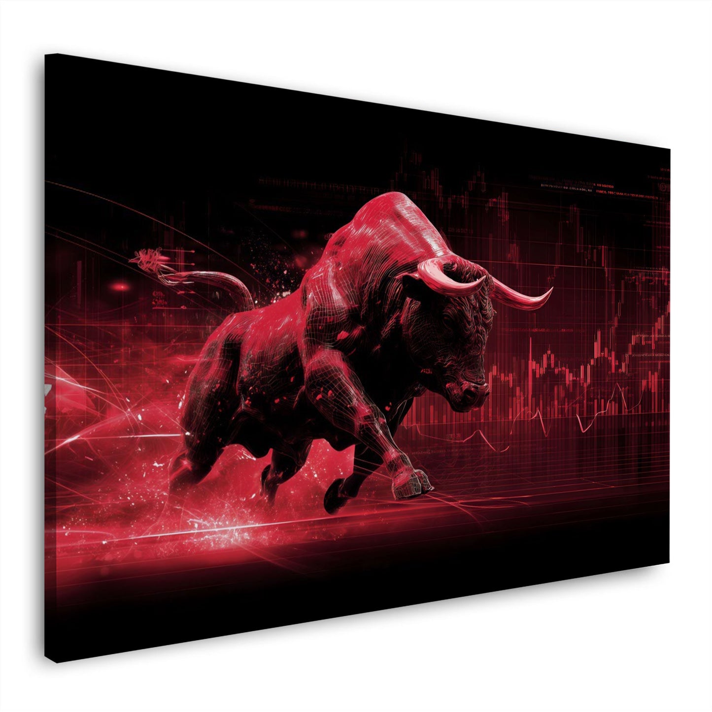 Toro finanza digitale motivazione successo rosso dinamico quadro