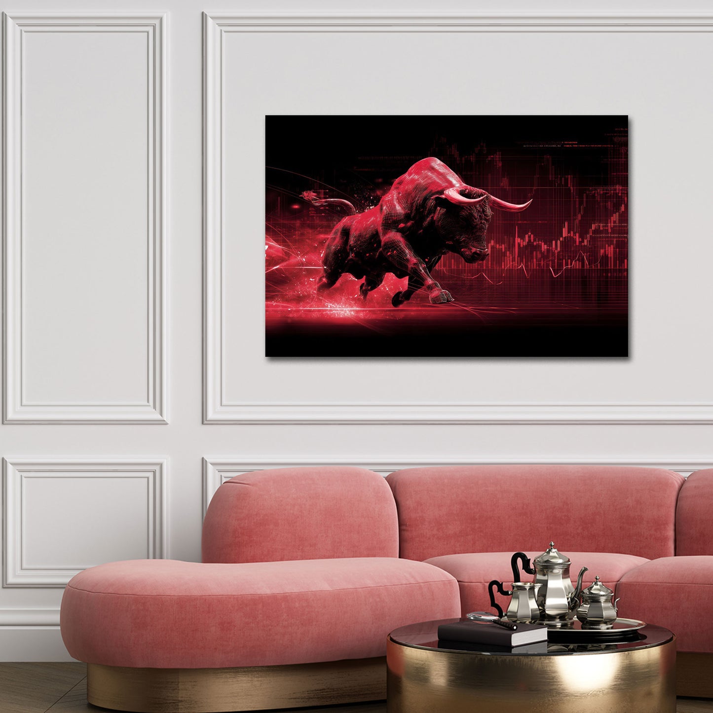 Toro finanza digitale motivazione successo rosso dinamico quadro