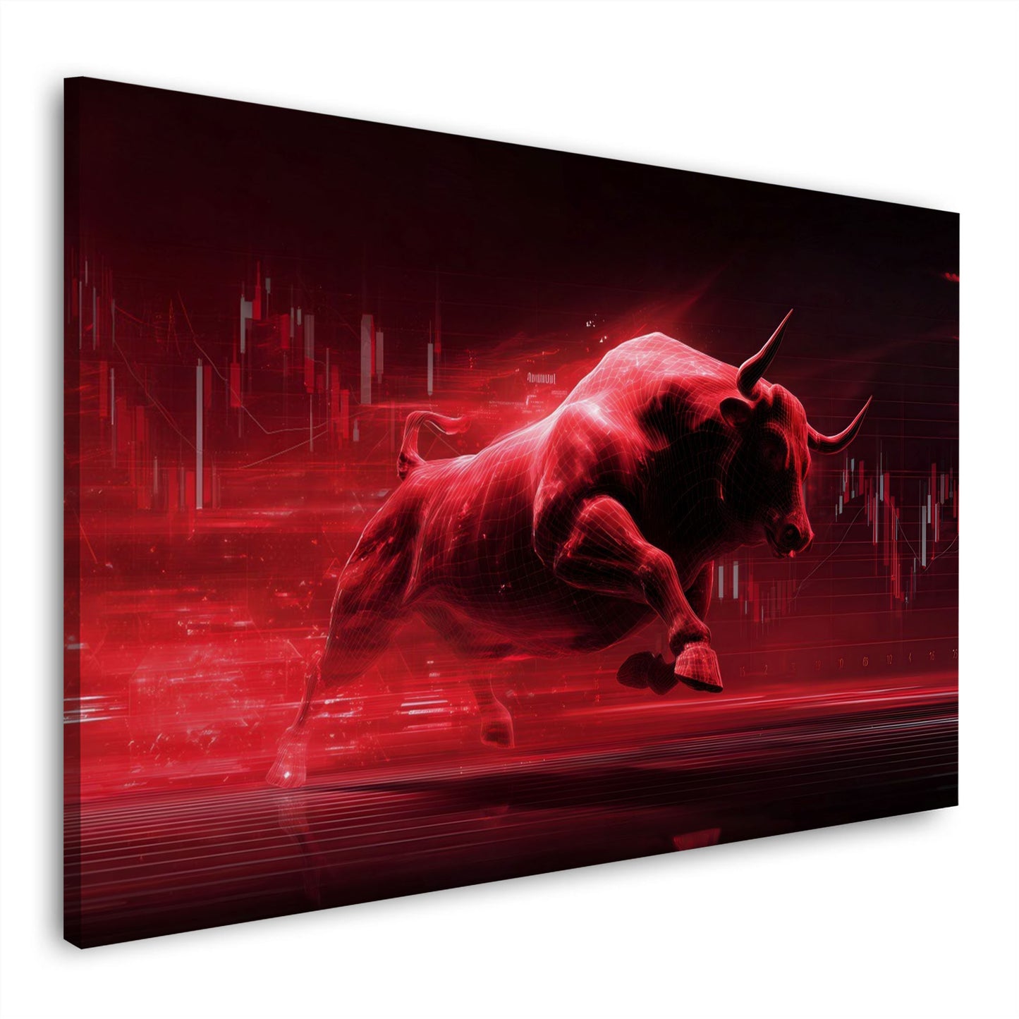 Toro finanza digitale motivazione successo rosso in movimento quadro