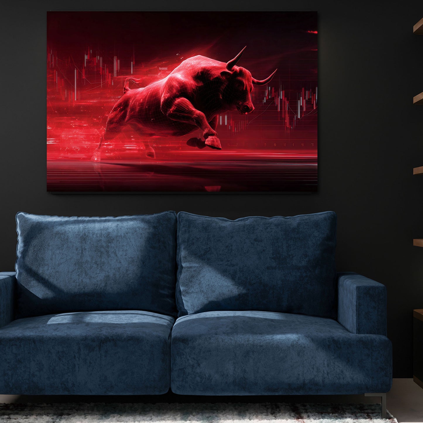 Toro finanza digitale motivazione successo rosso in movimento quadro