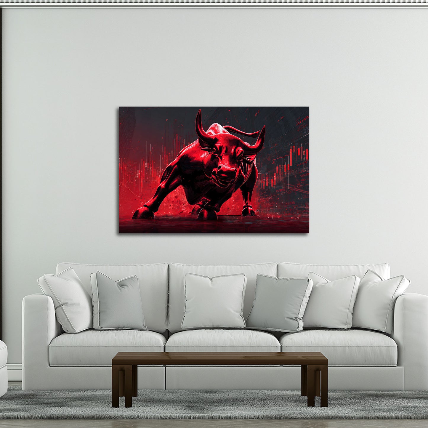 Toro finanza digitale motivazione successo rosso potente quadro