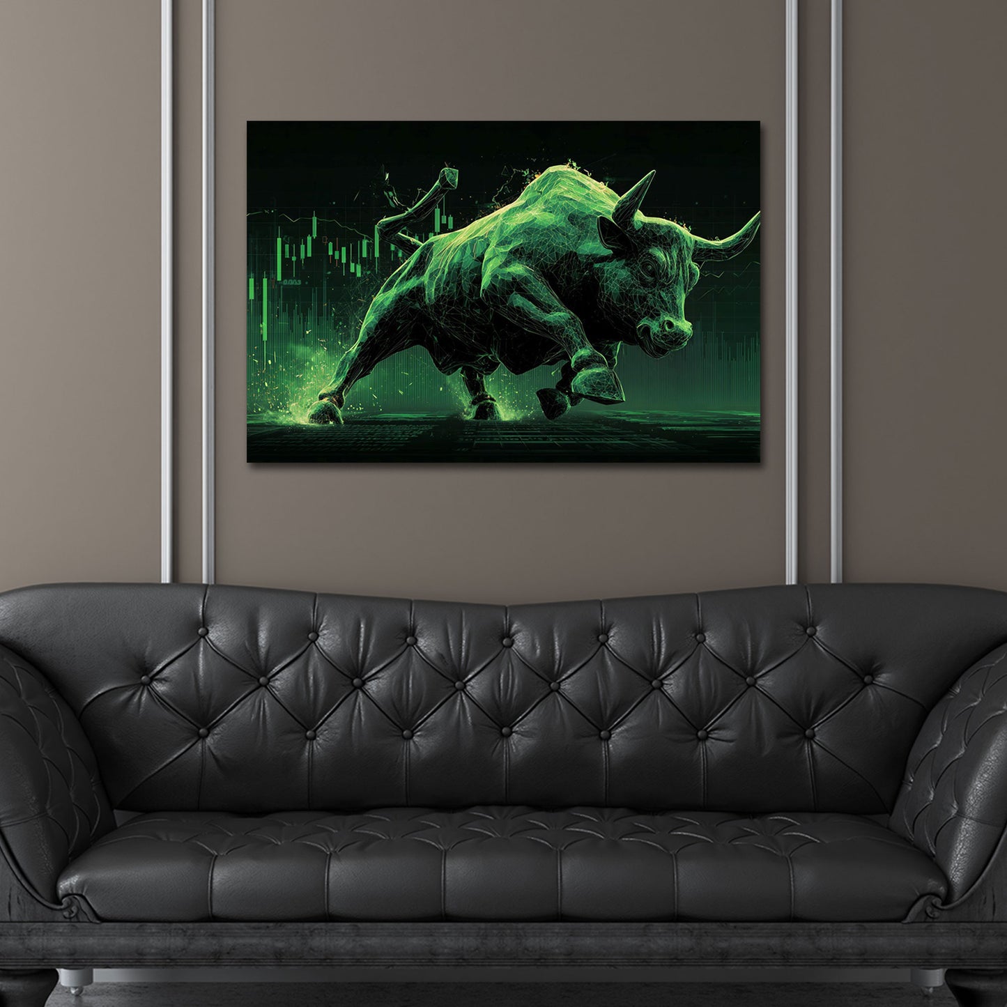 Toro finanza digitale motivazione successo verde dinamico quadro