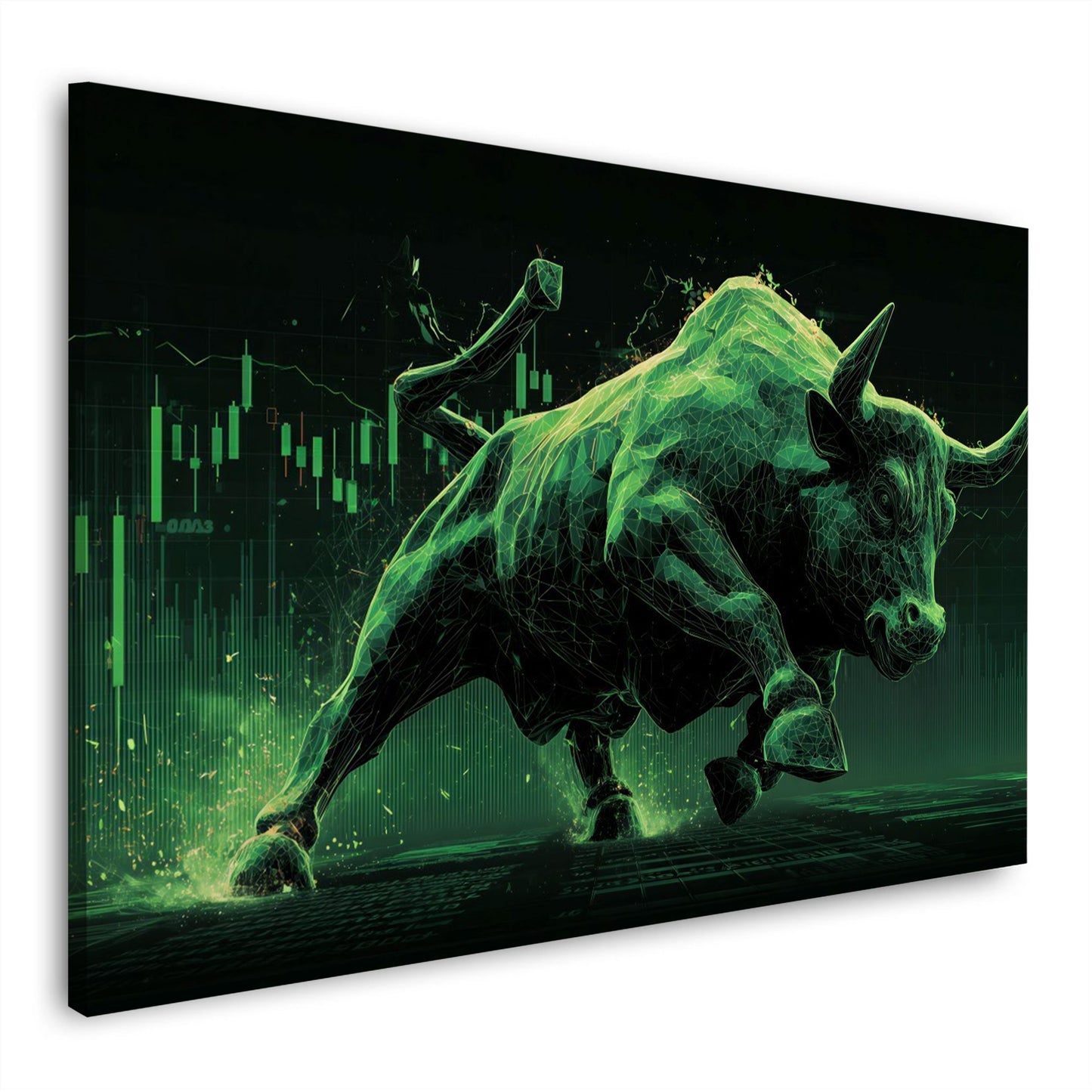 Toro finanza digitale motivazione successo verde dinamico quadro