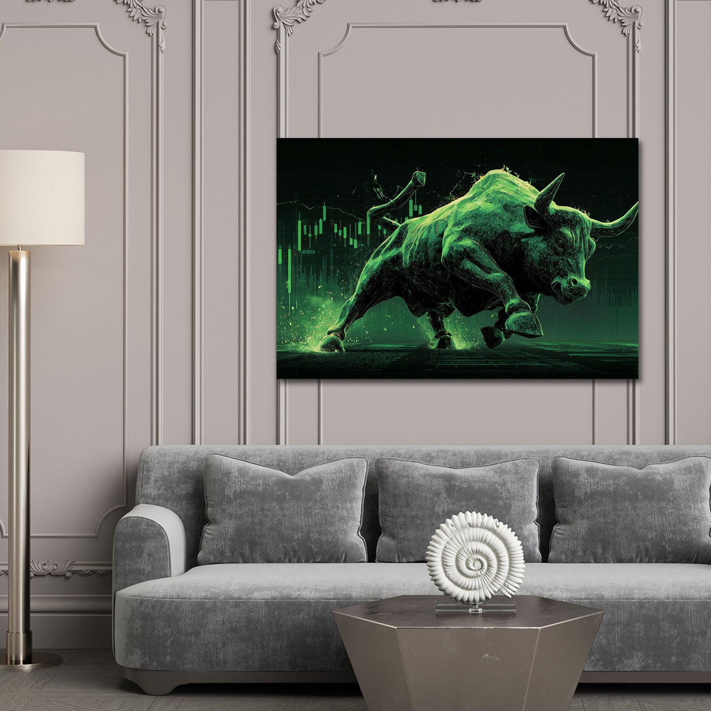 Toro finanza digitale motivazione successo verde dinamico quadro