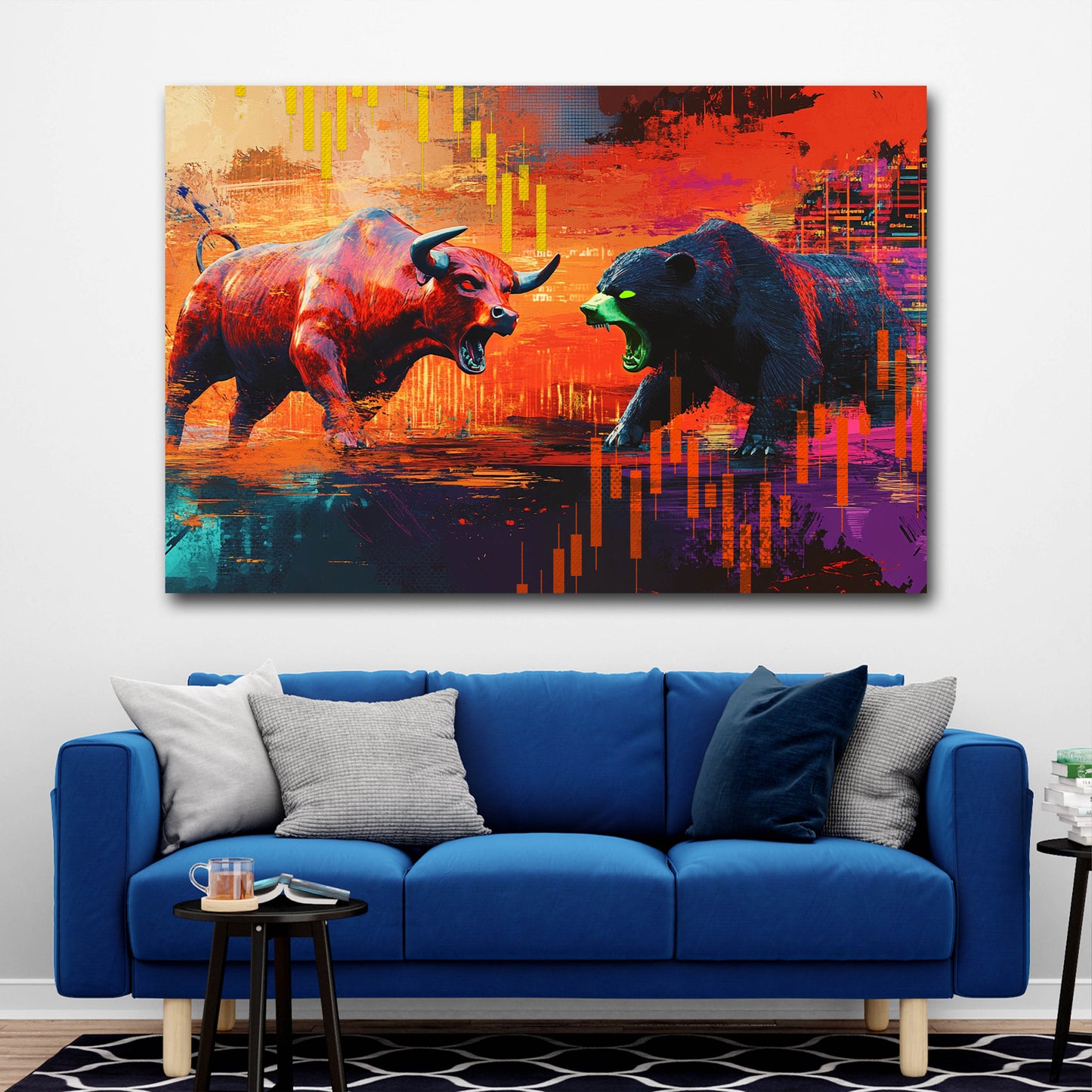 Toro orso finanza trading arte digitale quadro