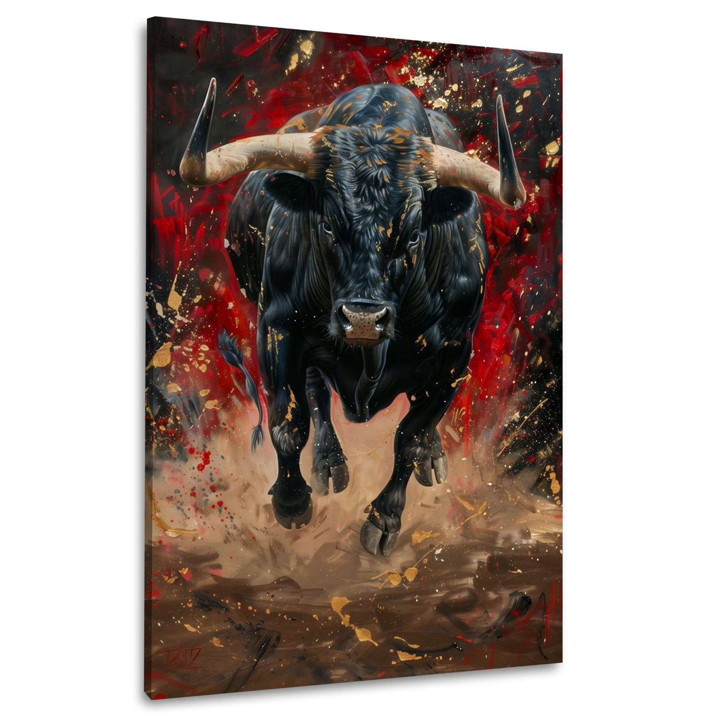 Toro selvatico olio espressivo dai colori vivaci quadro