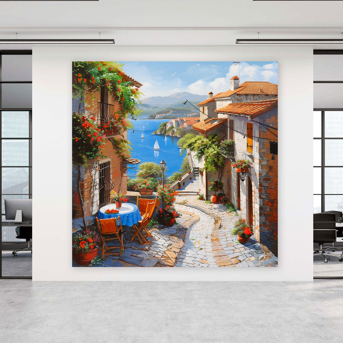 Toscana paesino costiero strada romantica vista mare quadro