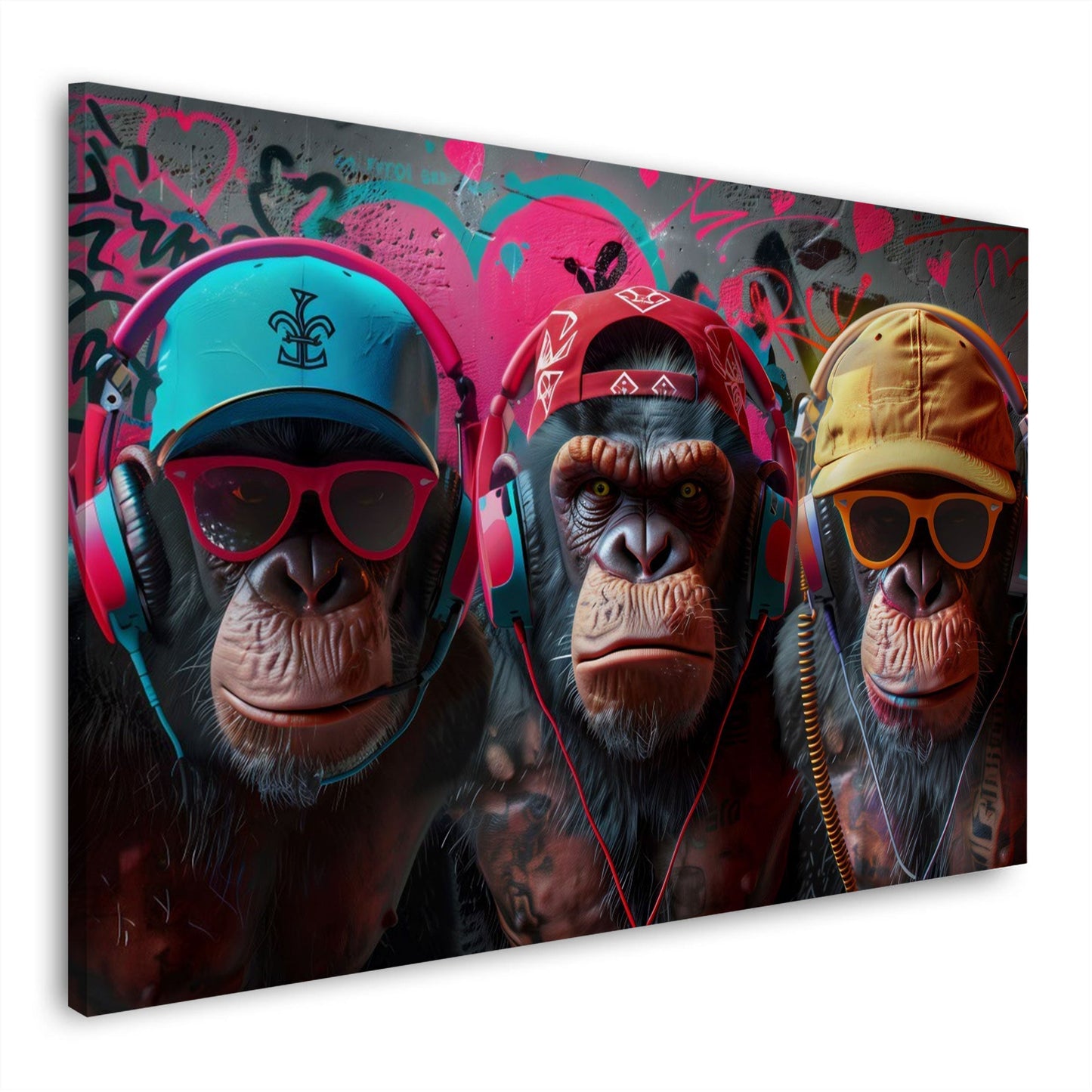 Tre scimmie cool panorama in stile contemporaneo quadro