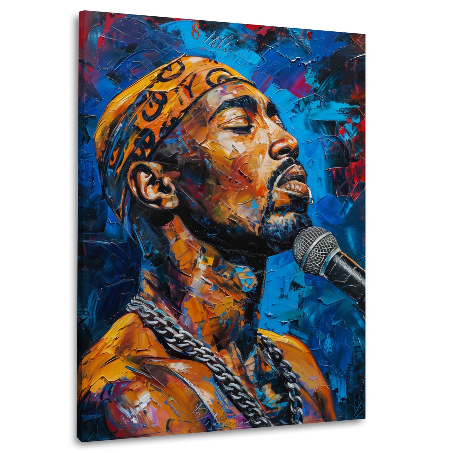 Tupac Shakur con microfono in stile Pop Art vivace quadro
