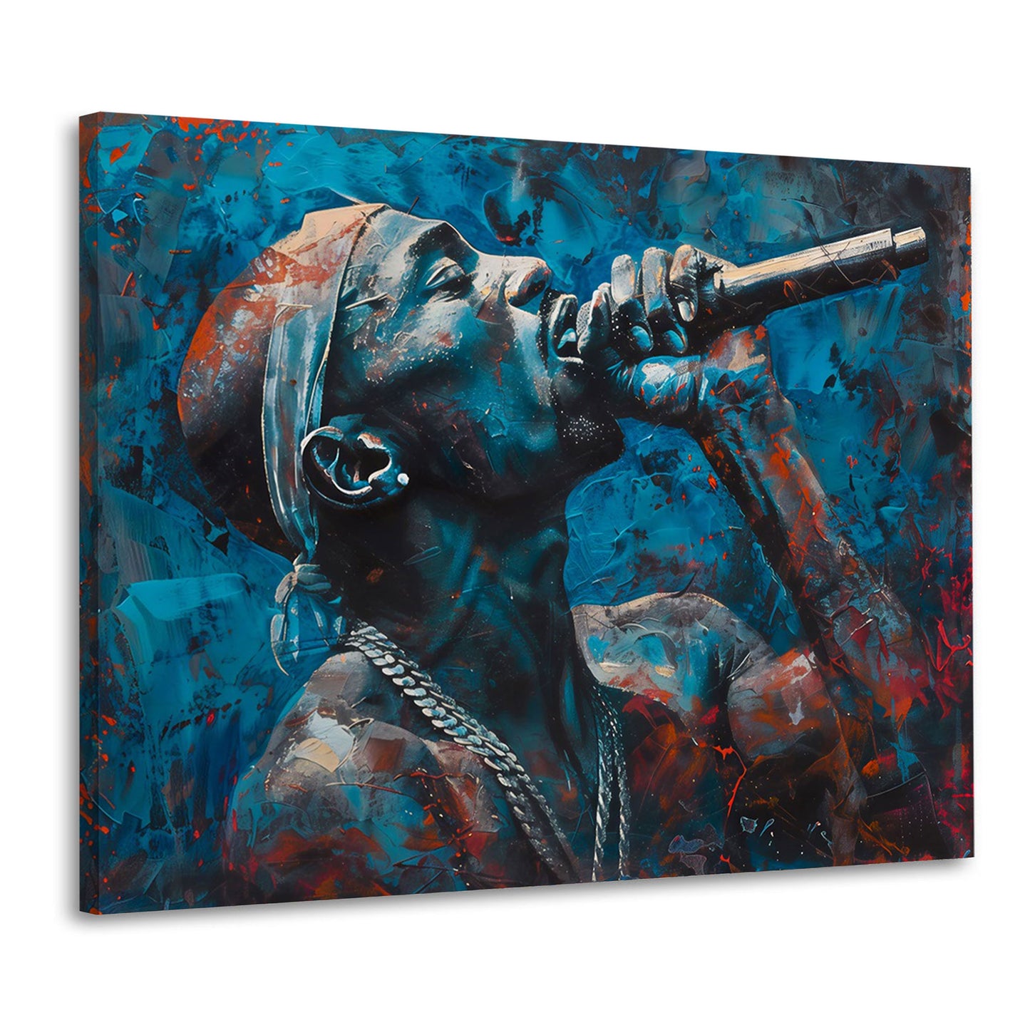 Tupac Shakur ritratto blu in stile contemporaneo quadro