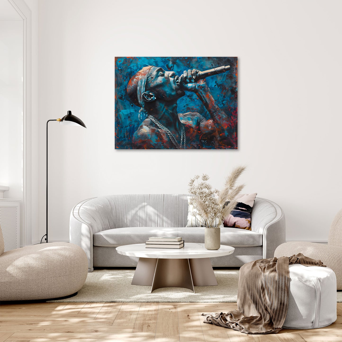 Tupac Shakur ritratto blu in stile contemporaneo quadro