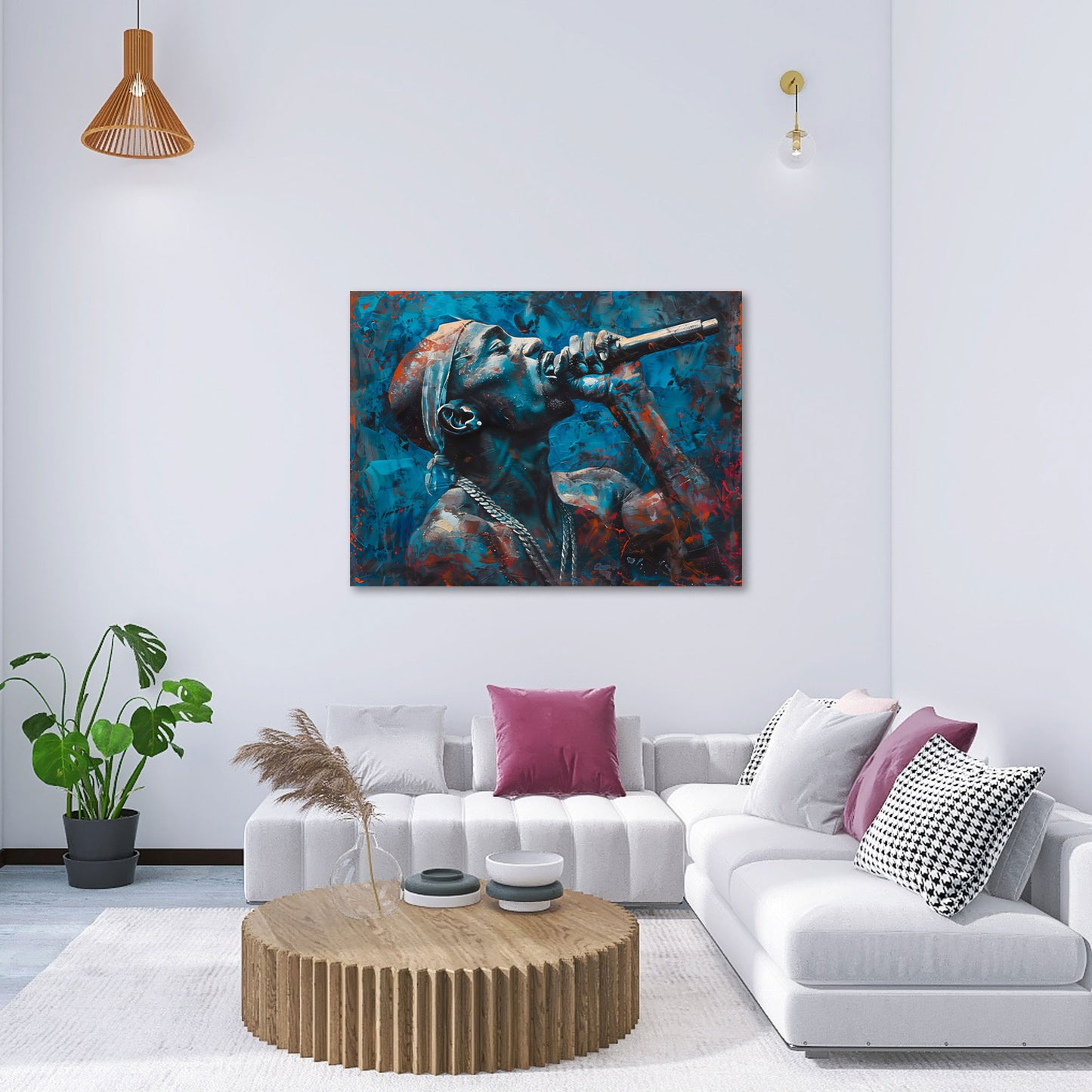 Tupac Shakur ritratto blu in stile contemporaneo quadro