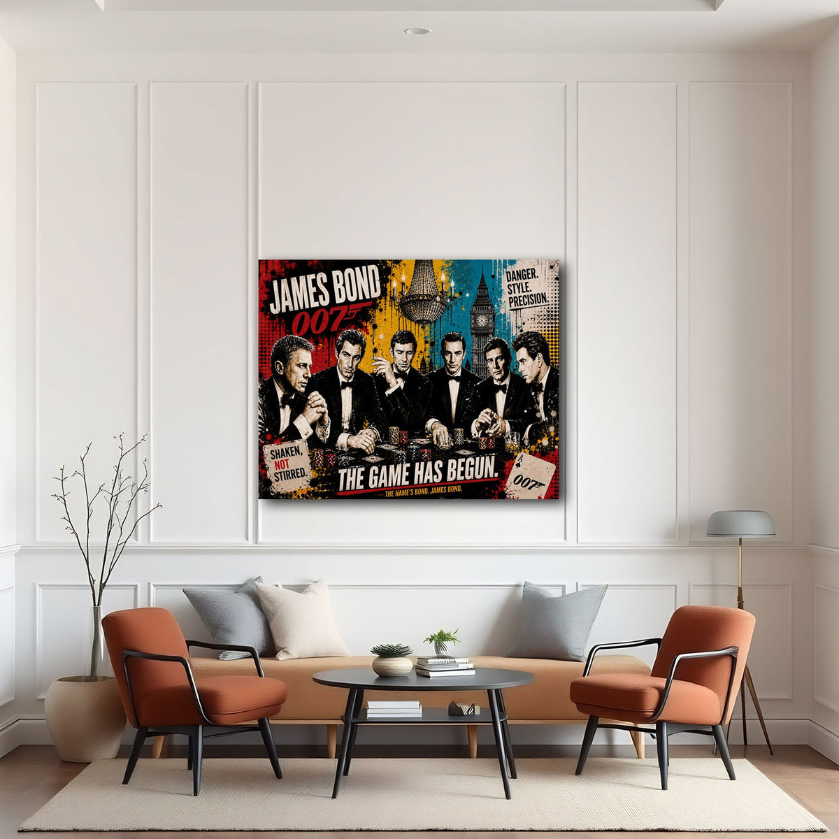 Tutti gli agenti 007 al tavolo da poker in stile Pop Art quadro
