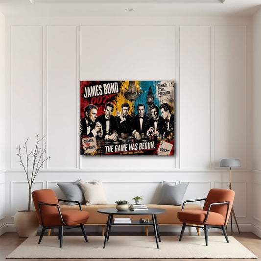 Tutti gli agenti 007 al tavolo da poker in stile Pop Art quadro