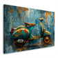 Vespa scooter dipinto turchese dai colori vivaci quadro