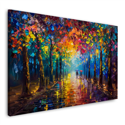 Viale bagnato dalla pioggia in colori brillanti quadro