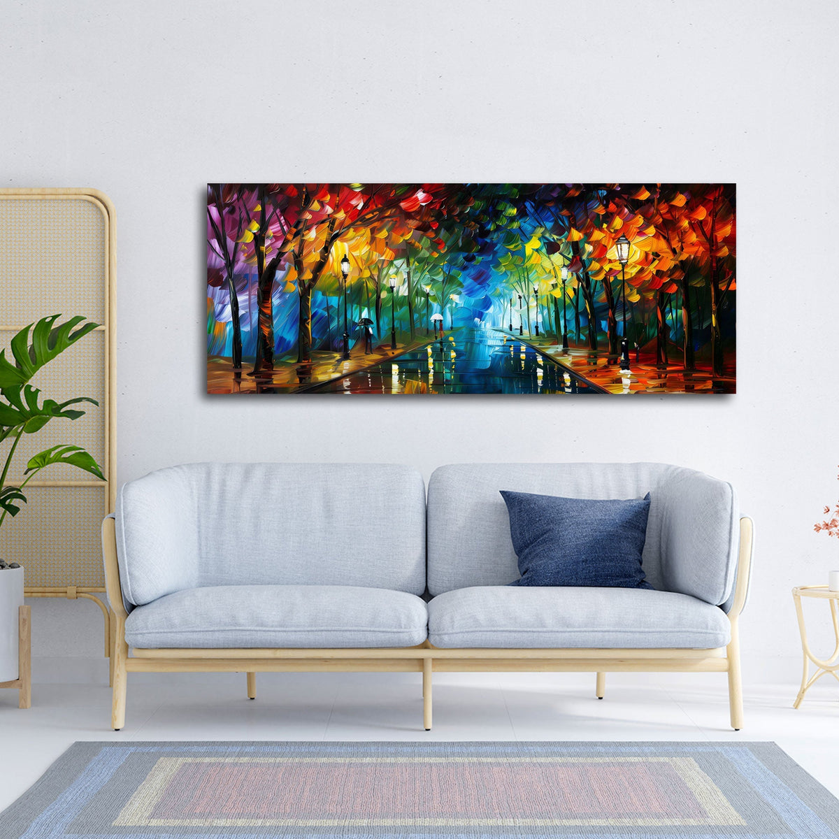 Quadro viale pioggia panorama in soggiorno