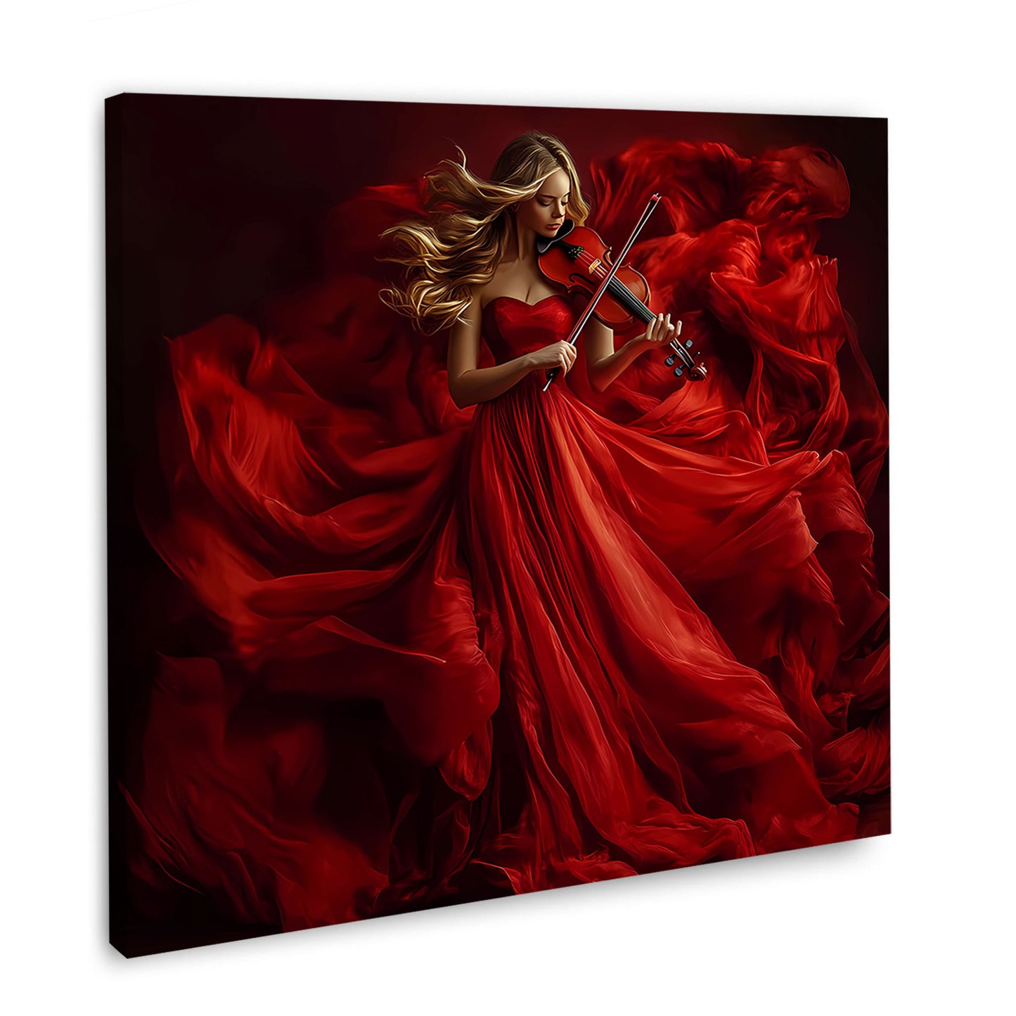Violino donna vestito rosso arte emozione quadro