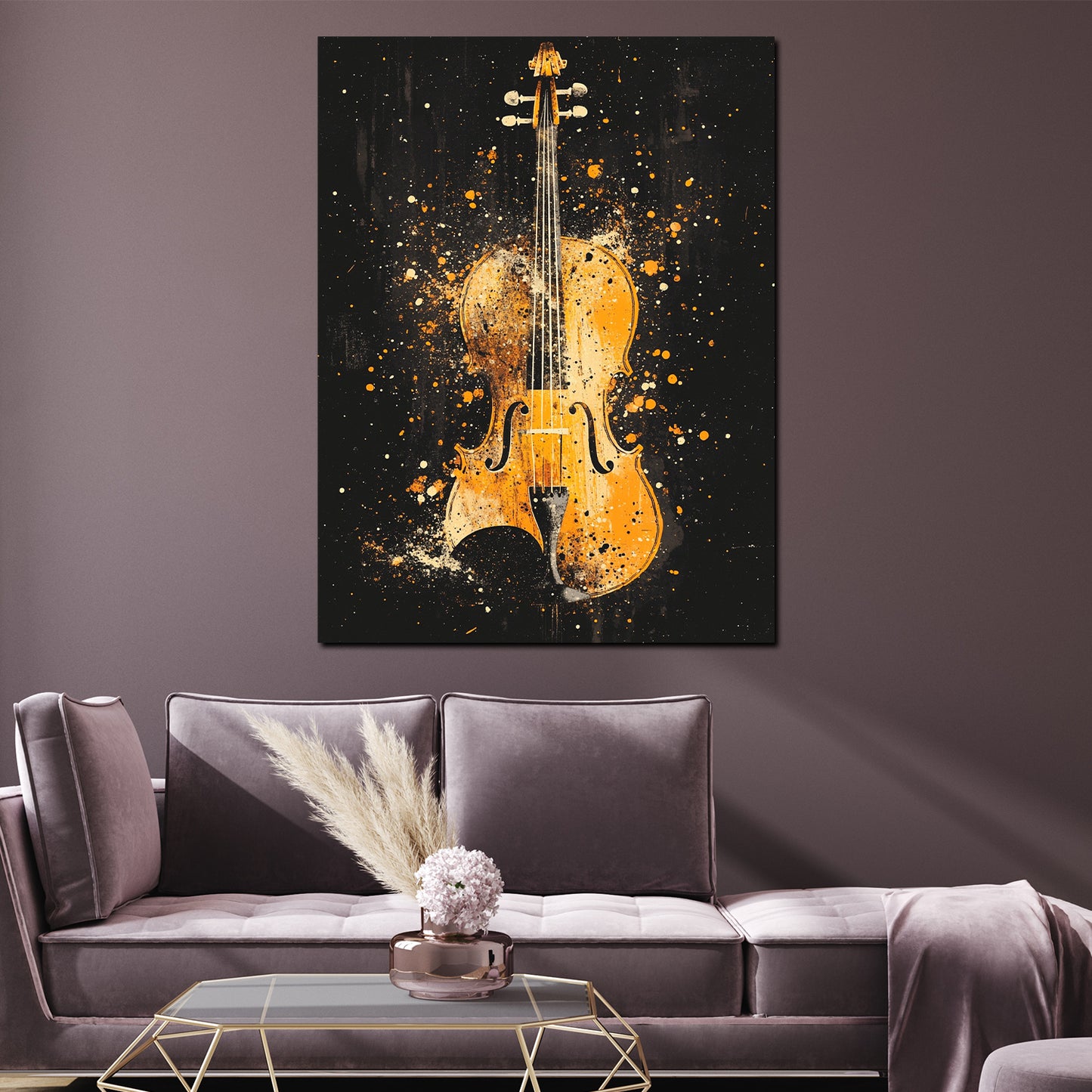 Violino Pop Art dorato musica elegante quadro