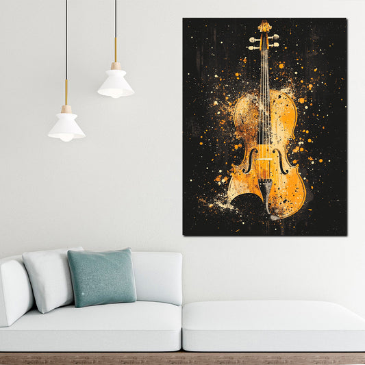 Violino Pop Art dorato musica elegante quadro