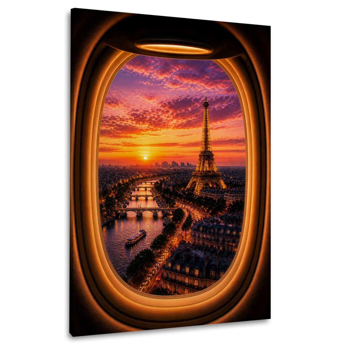 Vista su Parigi e sulla Senna dall'aereo quadro