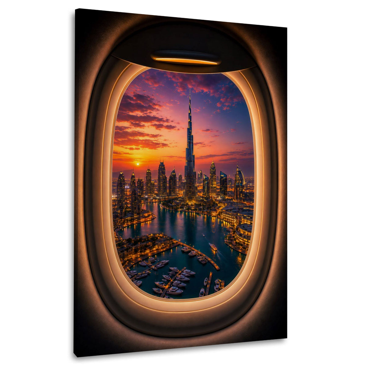 Vista sulla marina di Dubai dall'aereo quadro