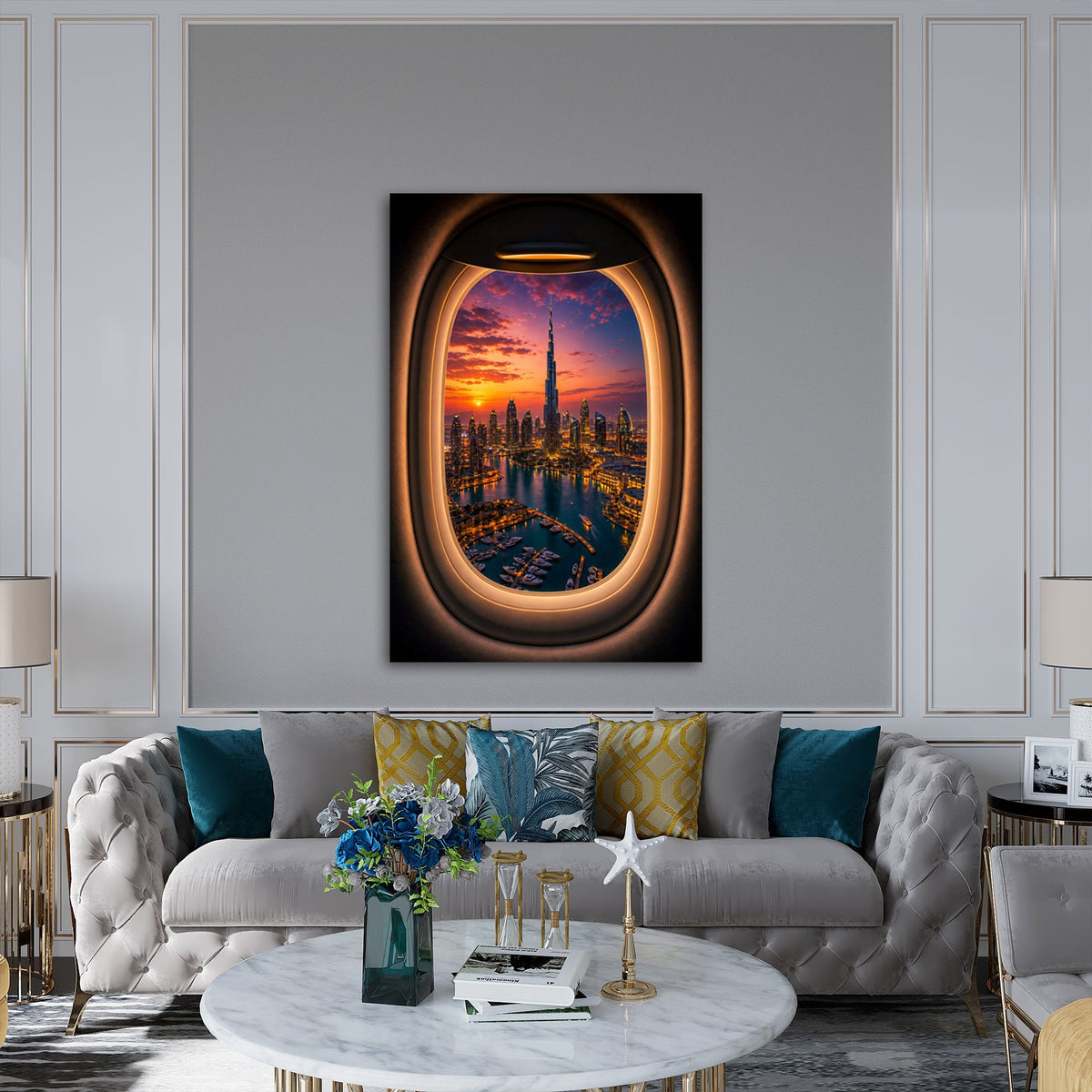 Quadro marina di Dubai in soggiorno