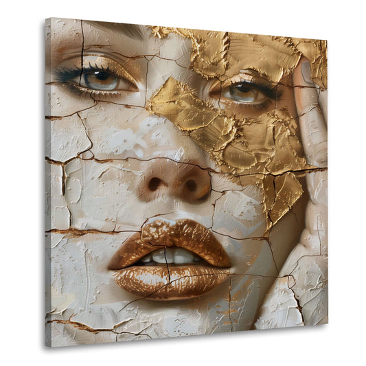 Volto donna oro spatola con effetto visivo unico quadro