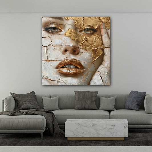 Volto donna oro spatola con effetto visivo unico quadro