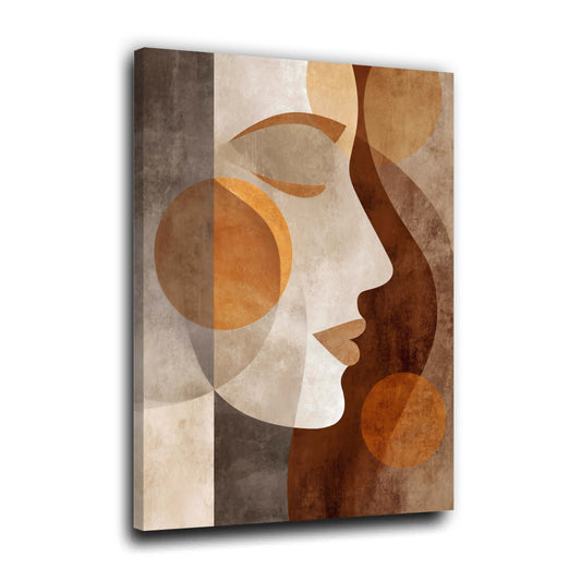 Volto femminile stilizzato colori terra arte astratta quadro