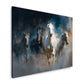 Cavalli bianchi nella nebbia con energia quadro