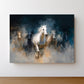 Cavalli bianchi nella nebbia in pittura espressiva quadro