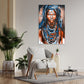 Quadro stampa su tela moderno donna africana Abstract Dreadlocks Blue Style